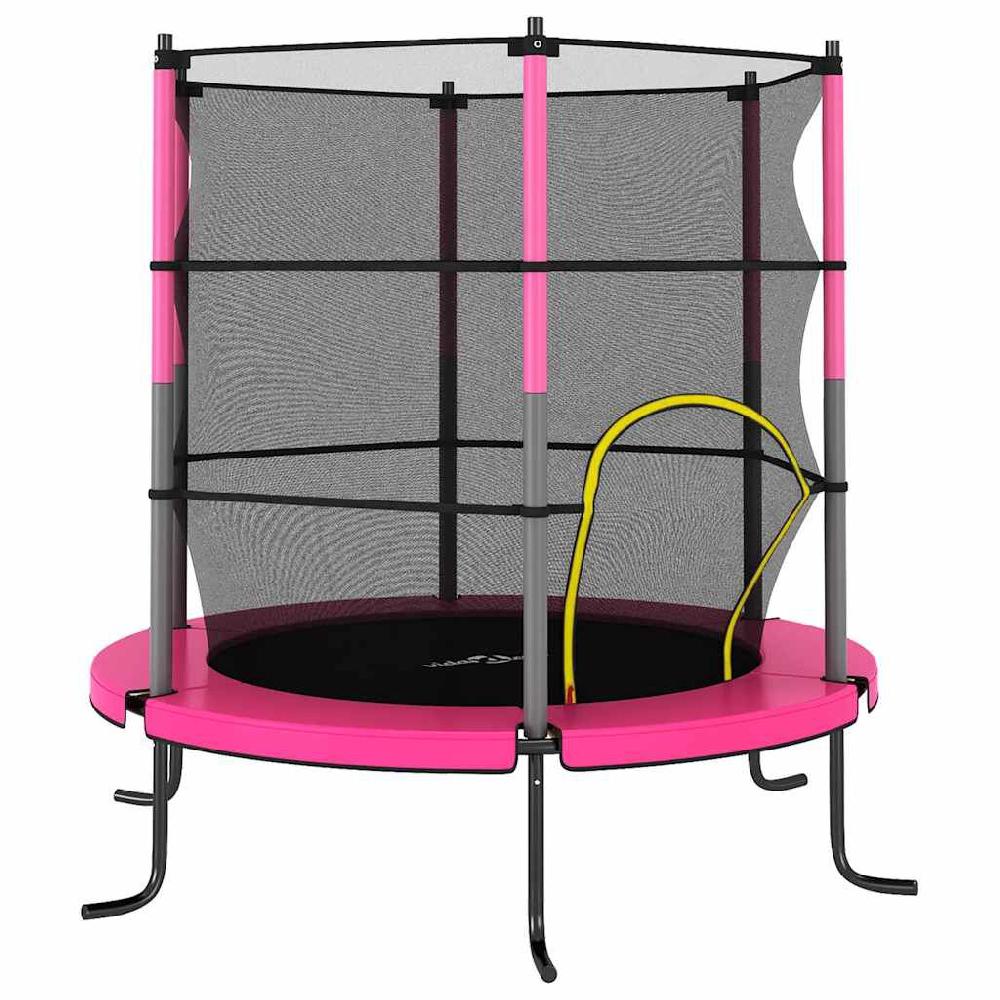 vidaxl vidaXL Trampoline met veiligheidsnet rond 140x160 cm roze