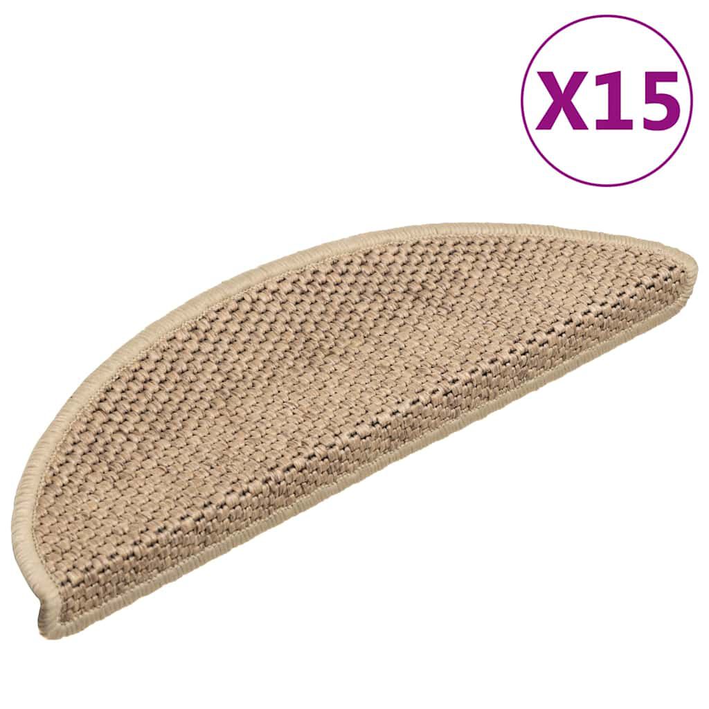 Vidaxl VidaXL Trapmatten Zelfklevend 15 St Sisal-look 56x17x3 Cm Zandkleurig