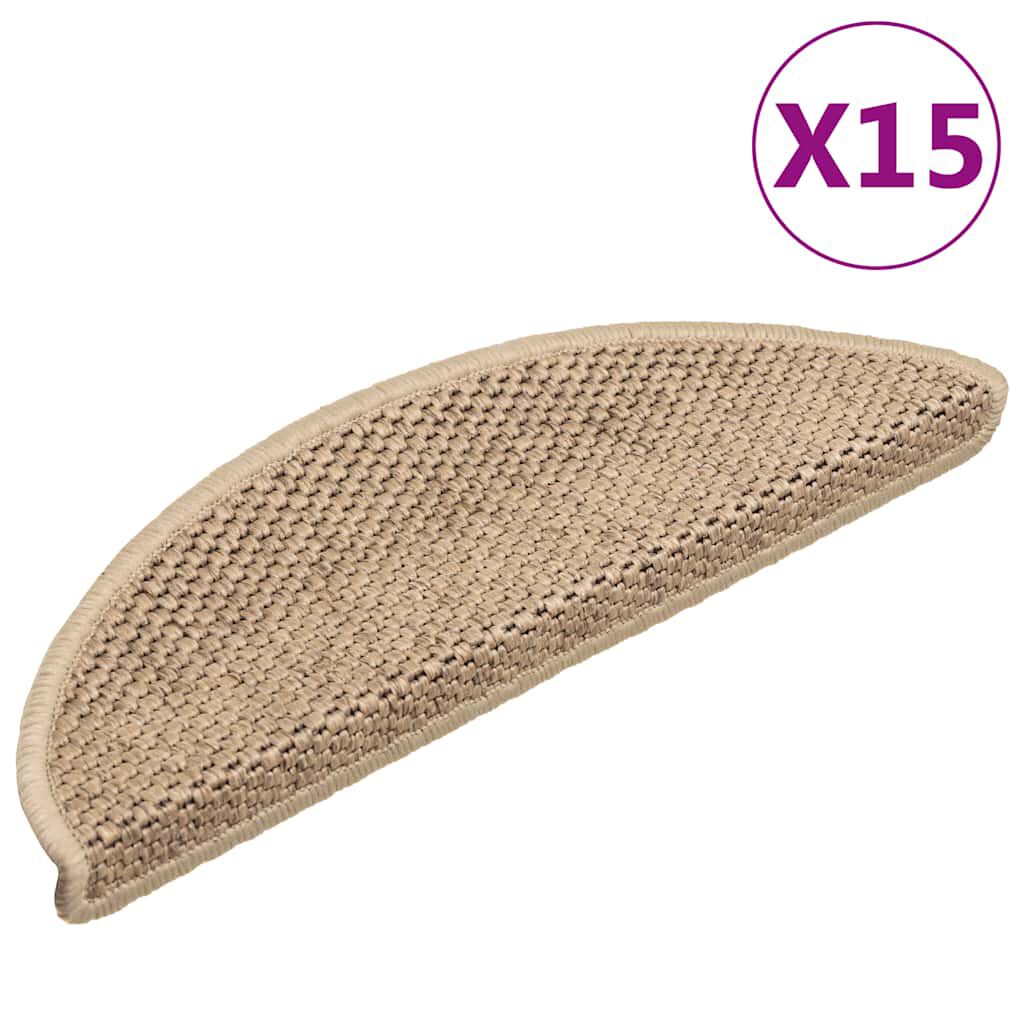 vidaxl vidaXL Trapmatten zelfklevend 15 st sisal-look 56x17x3 cm zandkleurig