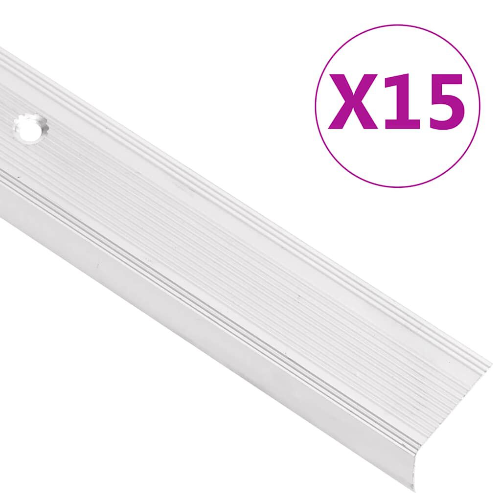 vidaxl vidaXL Trapneuzen L-vormig 15 st 90 cm aluminium zilverkleurig