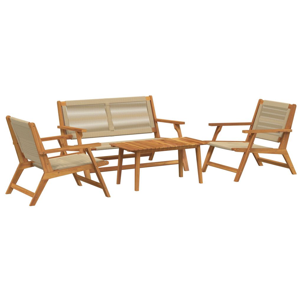 vidaxl vidaXL Tuinstoelen met Tafel Set van 4 - Beige Acaciahout