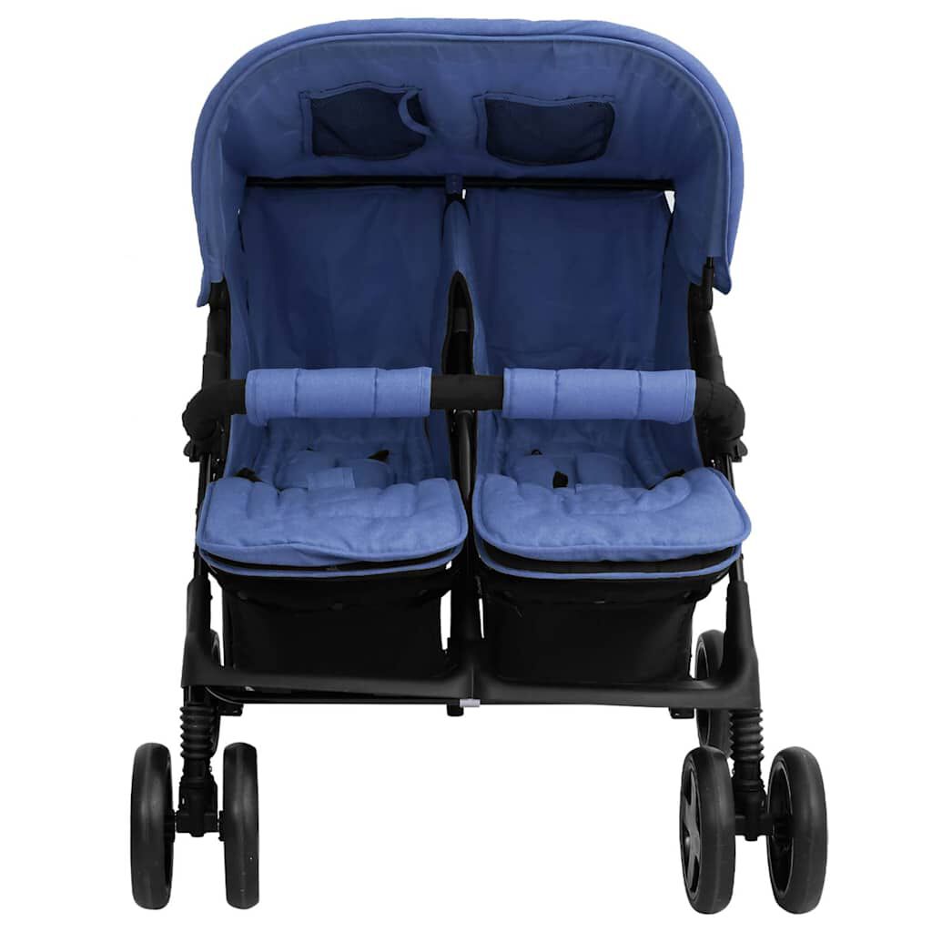 Vidaxl VidaXL Tweelingkinderwagen Staal Marineblauw