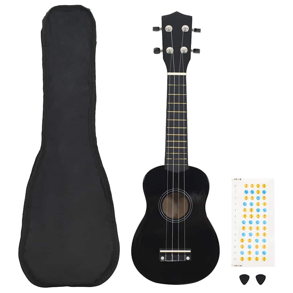 vidaxl vidaXL Ukuleleset met tas voor kinderen sopraan 21'' zwart