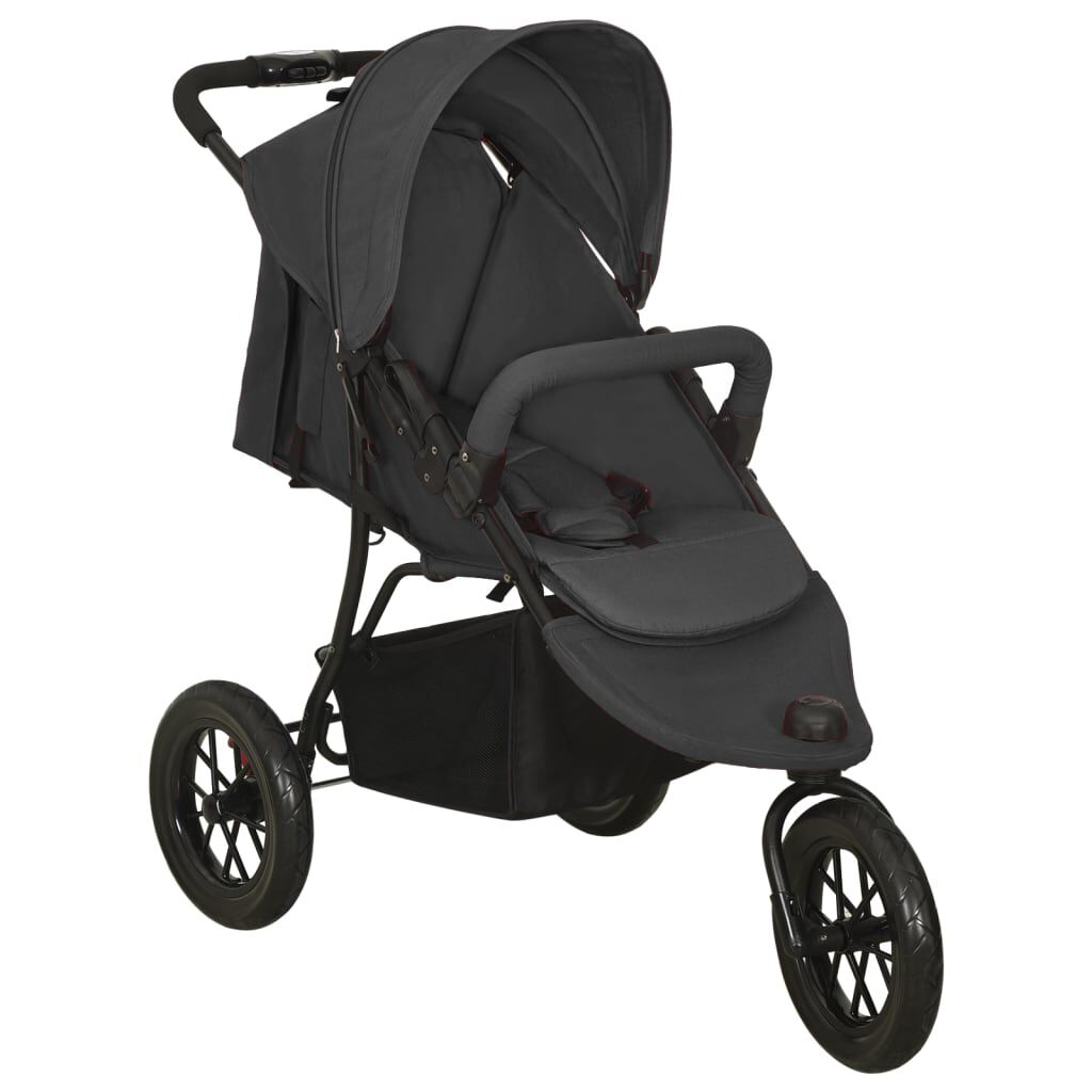 vidaxl vidaXL Kinderwagen staal antracietkleurig