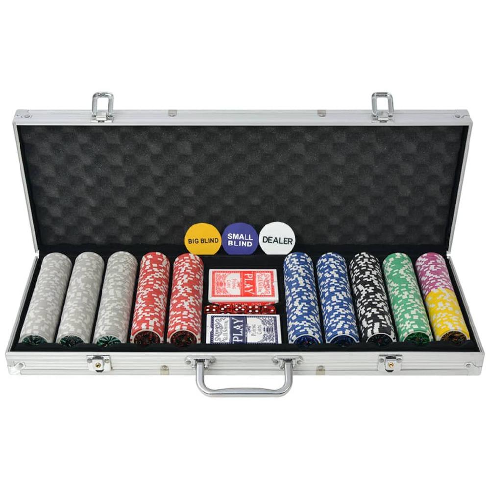 vidaxl vidaXL Pokerset met 500 chips aluminium