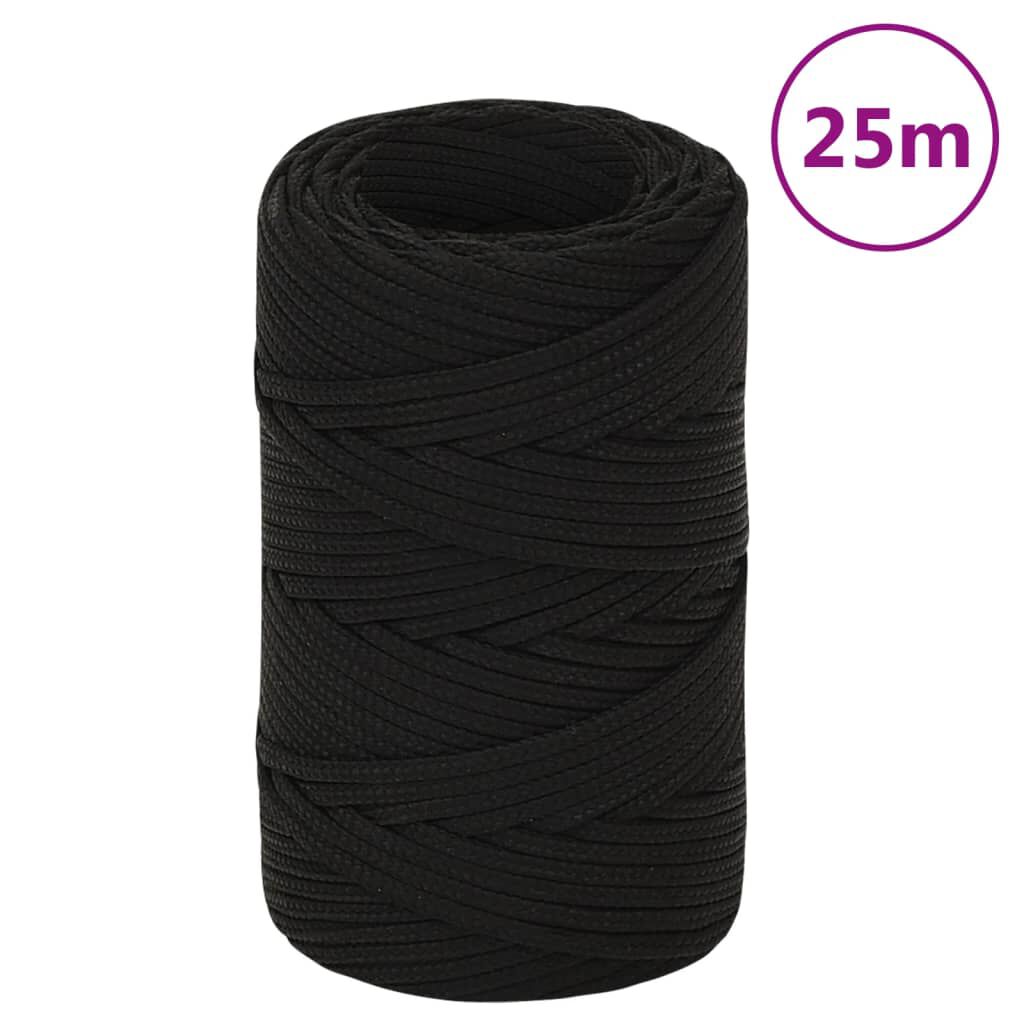 vidaxl vidaXL Werktouw 2 mm 25 m polyester zwart