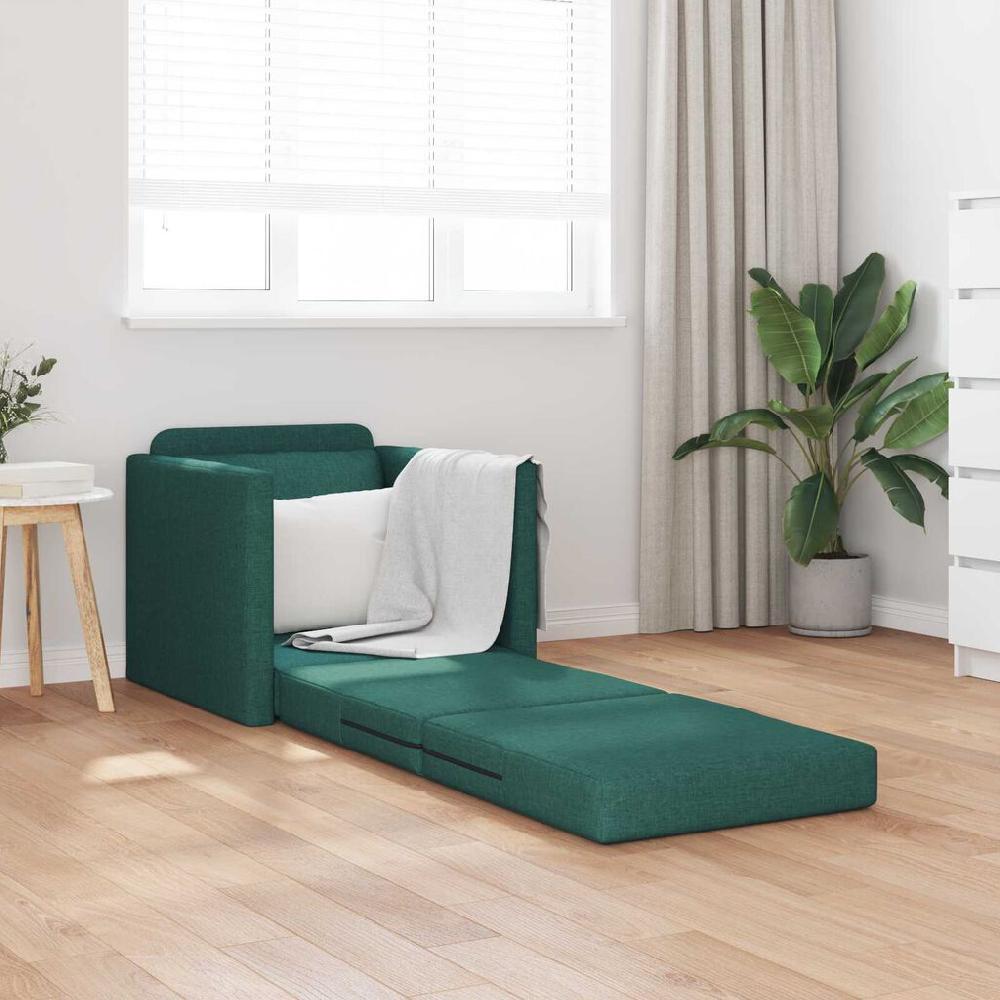 Vidaxl VidaXL Vloersofa Bed 2-in-1 Donkergroen 74x77x81 Cm Stof