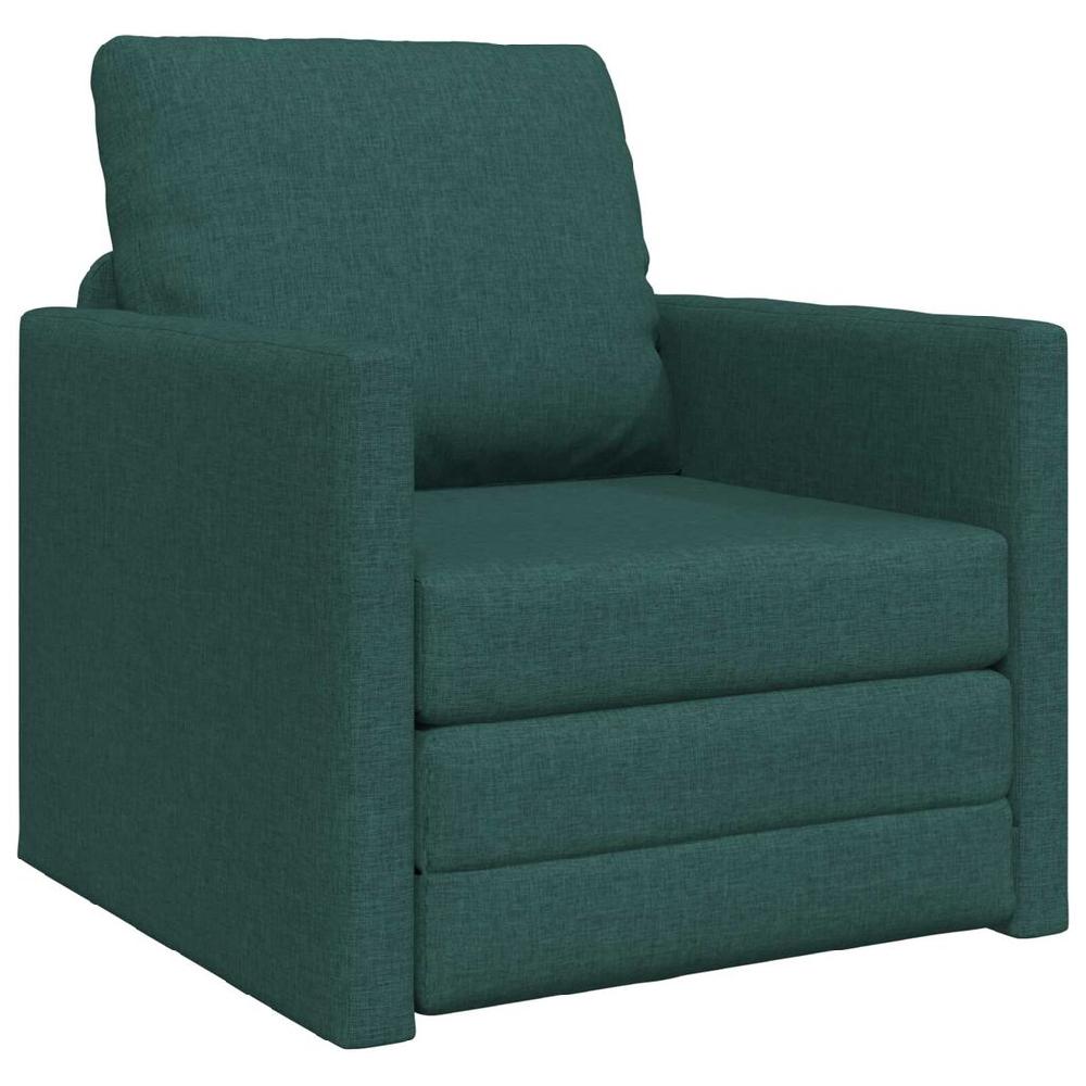 vidaxl vidaXL Vloersofa Bed 2-in-1 Donkergroen 74x77x81 cm Stof