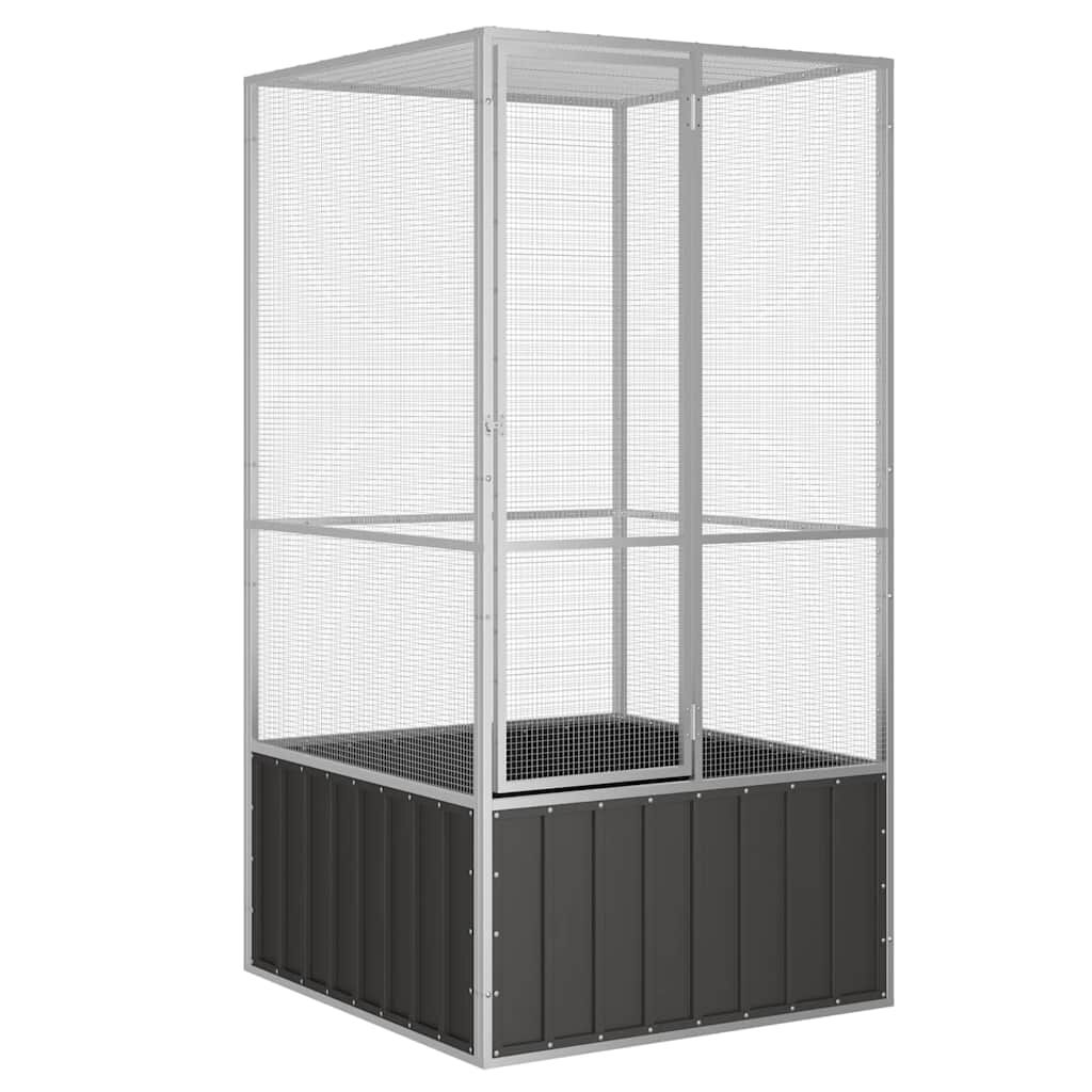 vidaxl vidaXL Vogelkooi 111x107x211 5 cm gegalvaniseerd staal antracietkleur