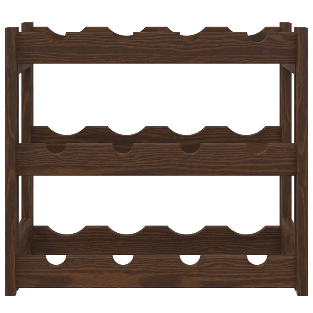 Vidaxl VidaXL Wijnrek Voor 12 Flessen Massief Grenenhout Bruin