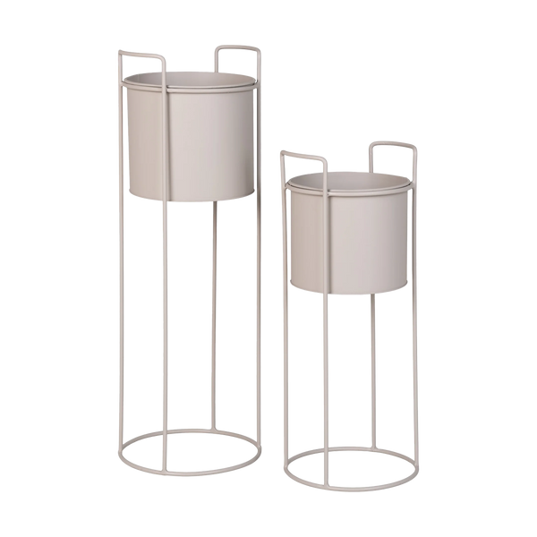 Vtwonen Artichok Pepijn Staande Plantenbak Beige - Set Van 2