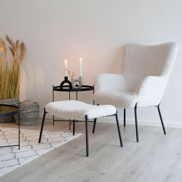 Vtwonen Artichok Rosemarie Rechthoekige Teddy Poef 61 X 41 Cm - Gebroken Wit