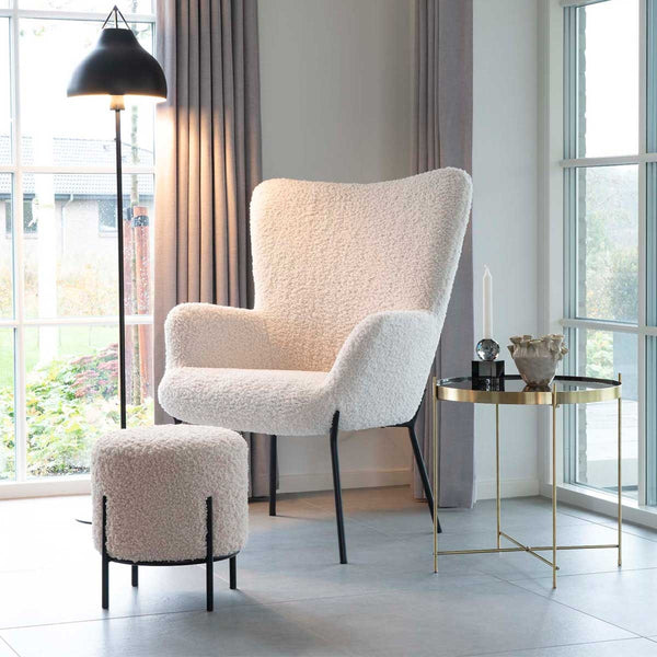 Vtwonen Artichok Rosemarie Ronde Teddy Poef Ø 35 5 Cm - Gebroken Wit