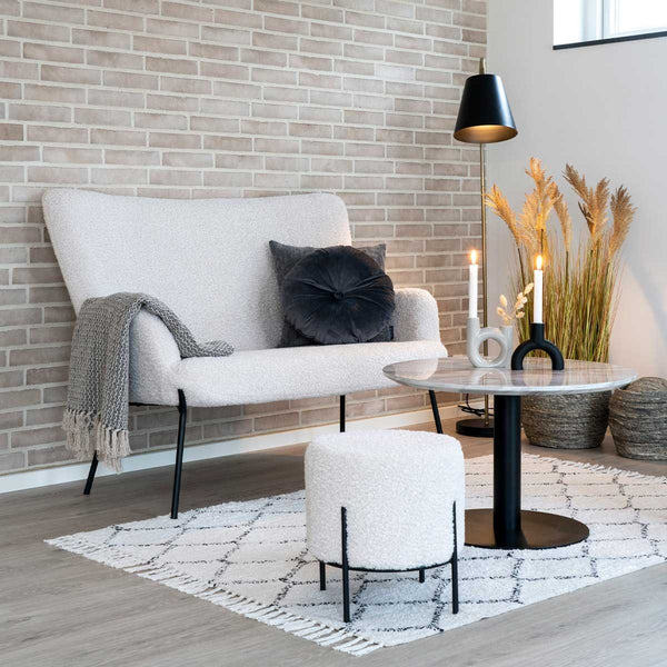 Vtwonen Artichok Rosemarie Ronde Teddy Poef Ø 35 5 Cm - Gebroken Wit