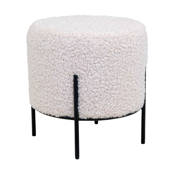 vtwonen Artichok Rosemarie Ronde Teddy Poef Ø 35 5 cm - Gebroken Wit