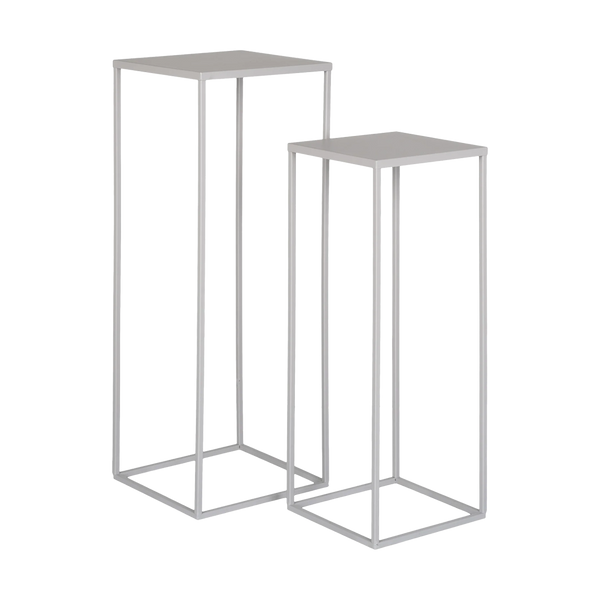 Vtwonen Artichok Sebas Metalen Plantenzuil Lichtgrijs - Set Van 2