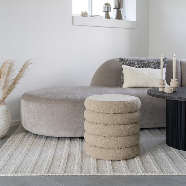 Vtwonen Artichok Willemijn Poef Bouclé Beige - Met Opbergruimte - Ø 44 Cm