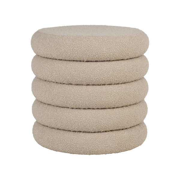 vtwonen Artichok Willemijn poef bouclé beige - met opbergruimte - Ø 44 cm