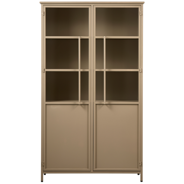 vtwonen BePureHome vitrinekast Exhibit - IJzer - Khaki - 170x99x44