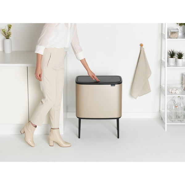 Vtwonen Bo Touch Bin Met 3 Binnenemmers 3 X 11 Liter - Metallic Gold