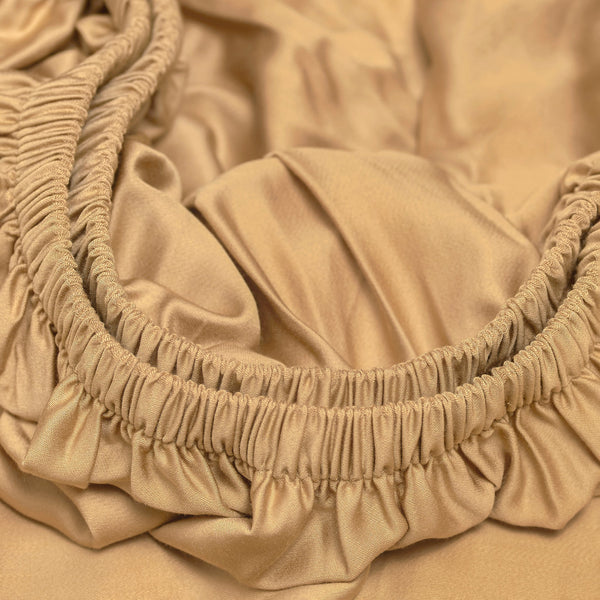 Vtwonen Coco & Cici - Bamboe Hoeslaken 140 X 200 Cm - 2 Persoons Beddengoed - Okergeel - Elastiek Rondom - 100% Eco Bamboe