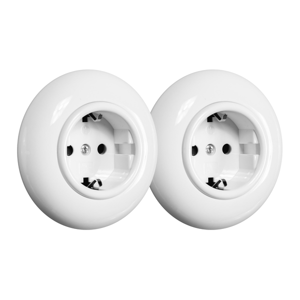 vtwonen De Oude Schakelaar 2-voudig stopcontact - wit - rond