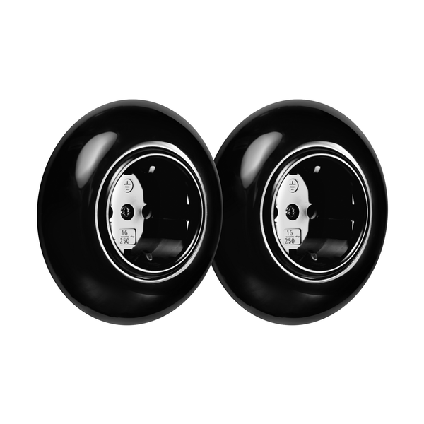 vtwonen De Oude Schakelaar 2-voudig stopcontact - zwart - rond
