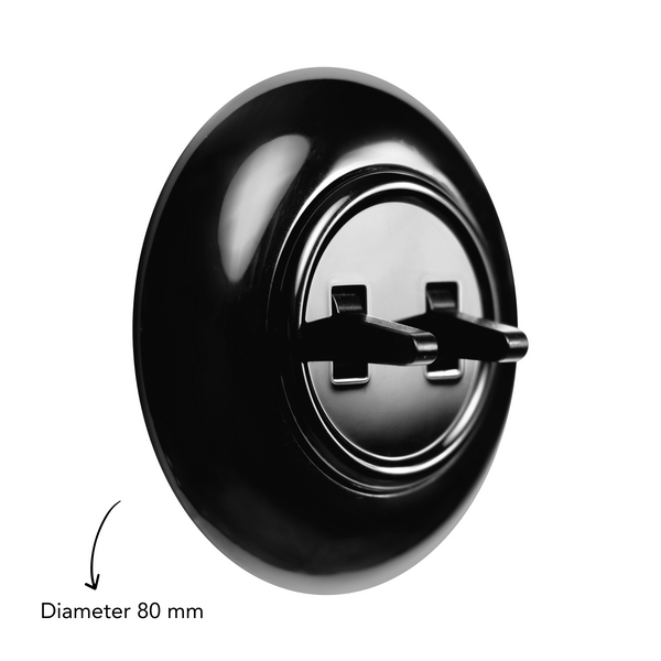 Vtwonen De Oude Schakelaar Dubbele Schakelaar - Mat Zwart - Rond