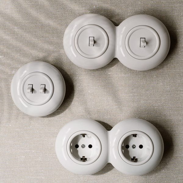 Vtwonen De Oude Schakelaar Dubbele Schakelaar - Wit - Rond