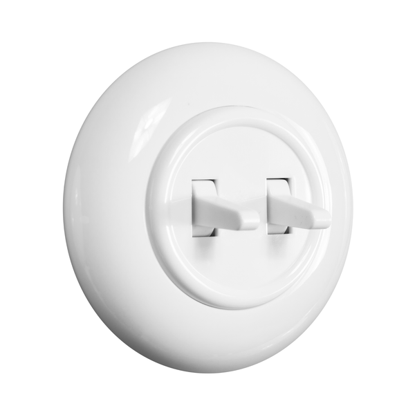 vtwonen De Oude Schakelaar dubbele schakelaar - wit - rond