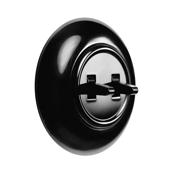 Vtwonen De Oude Schakelaar Dubbele Schakelaar - Zwart - Rond