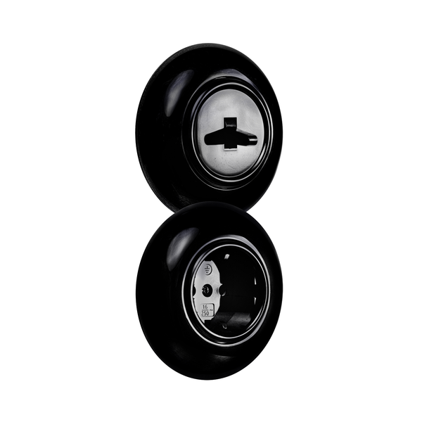 Vtwonen De Oude Schakelaar Schakelaar En Stopcontact - Mat Zwart - Rond