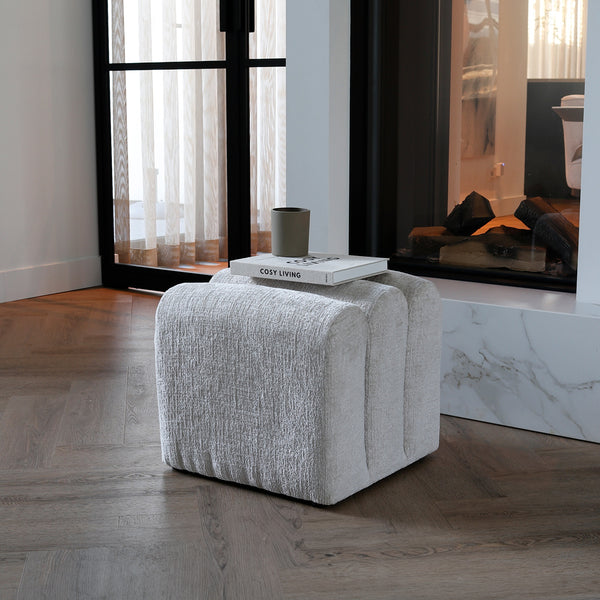 Vtwonen DÉJA Living Poef Lavia - Beige - Stof - 45x45x40cm