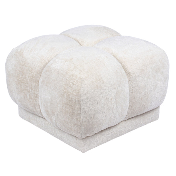 vtwonen DÉJA Living Poef Timéo - Beige - Stof - 64x64x41cm