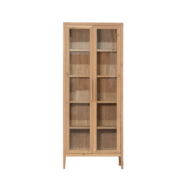 Vtwonen DÉJA Living Vitrinekast Camille - Naturel - Eikenhout - 97x37x200cm