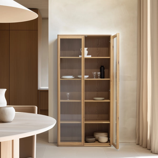 Vtwonen DÉJA Living Vitrinekast Juliette - Naturel - Eikenhout - 97x48x200cm
