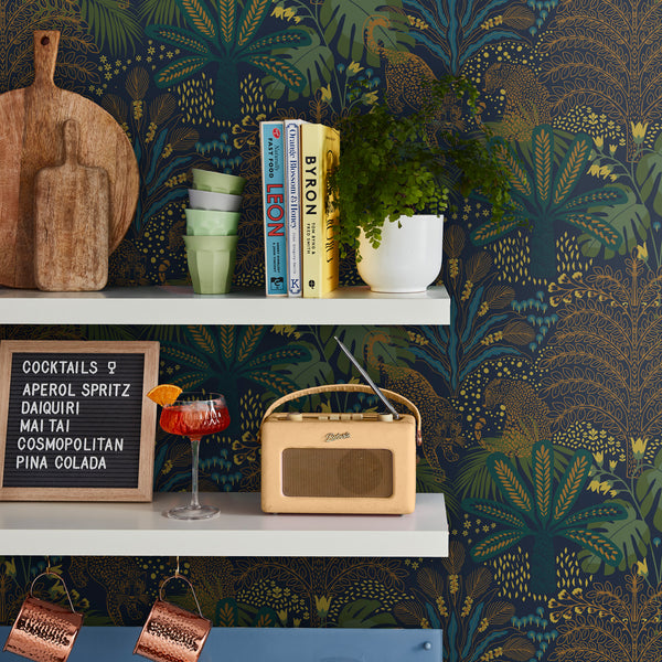 Vtwonen Envy Vliesbehang Savannah Fauna Groen/blauw 10mx52cm