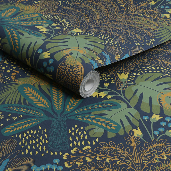 Vtwonen Envy Vliesbehang Savannah Fauna Groen/blauw 10mx52cm