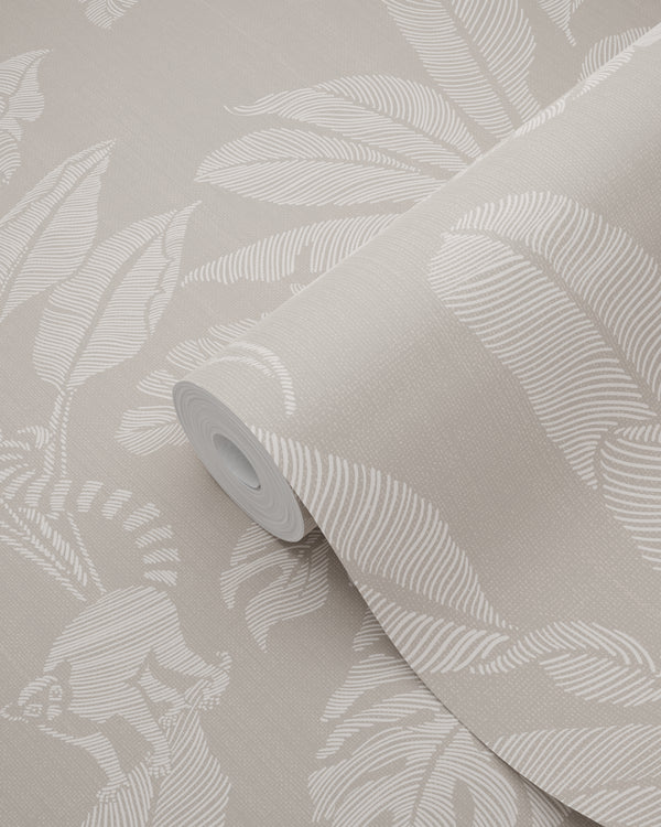 Vtwonen ESTAhome Behang Apen En Jungle Bladeren Warm Grijs - 50 X 900 Cm - 139862