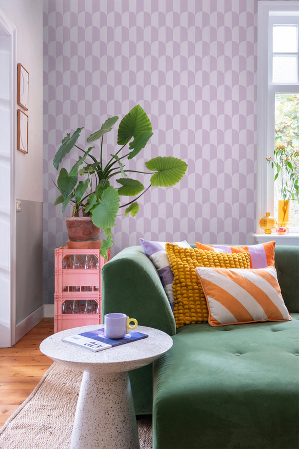 Vtwonen ESTAhome Behang Art Deco Bogen Lila Paars - 0.53 X 10.05 M - 139987