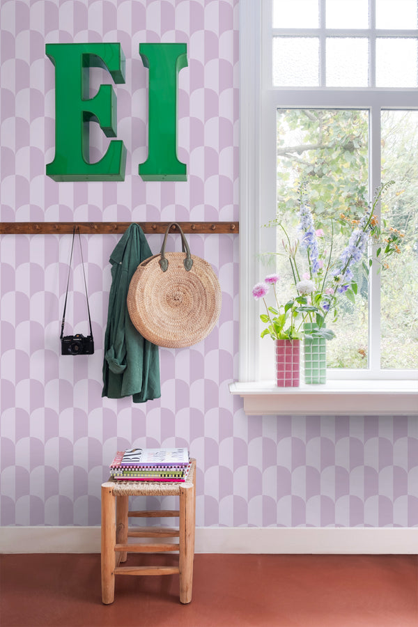 Vtwonen ESTAhome Behang Art Deco Bogen Lila Paars - 0.53 X 10.05 M - 139987