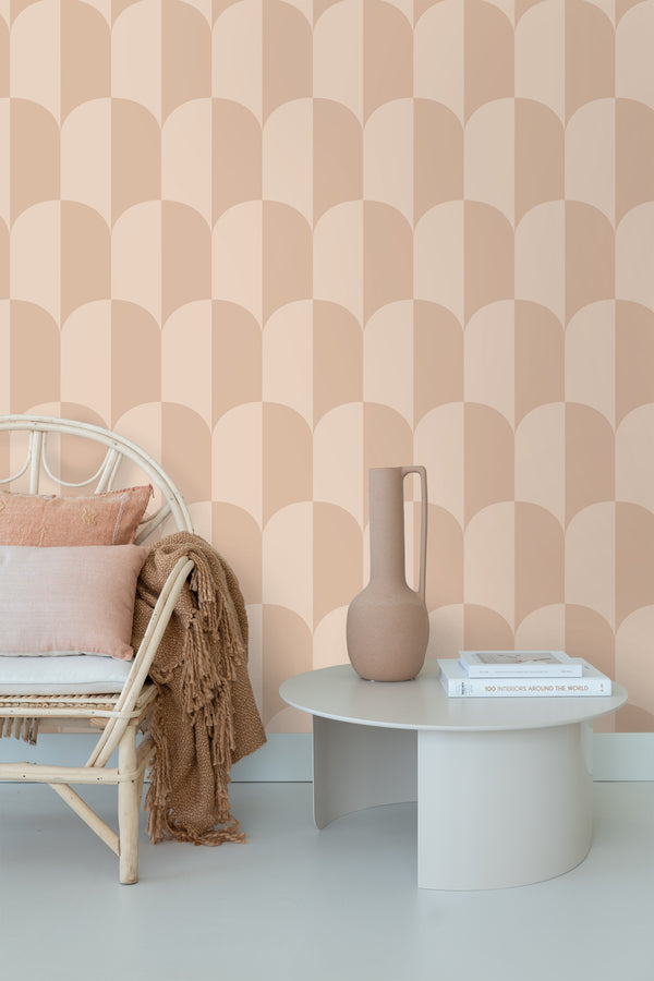 Vtwonen ESTAhome Behang Art Deco Bogen Poederroze - 50 X 900 Cm - 139994