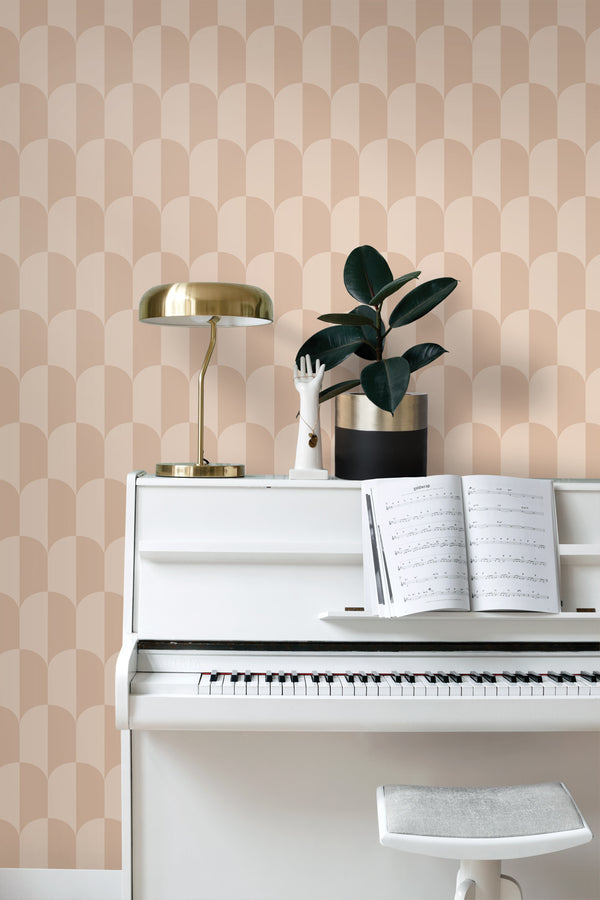 Vtwonen ESTAhome Behang Art Deco Bogen Poederroze - 50 X 900 Cm - 139988