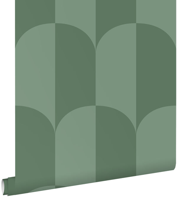 vtwonen ESTAhome behang art deco bogen vergrijsd zeegroen - 50 x 900 cm - 139995