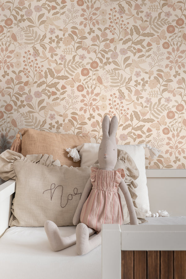 Vtwonen ESTAhome Behang Bloemen En Vogels Beige En Zacht Roze - 0.53 X 10.05 M - 139868