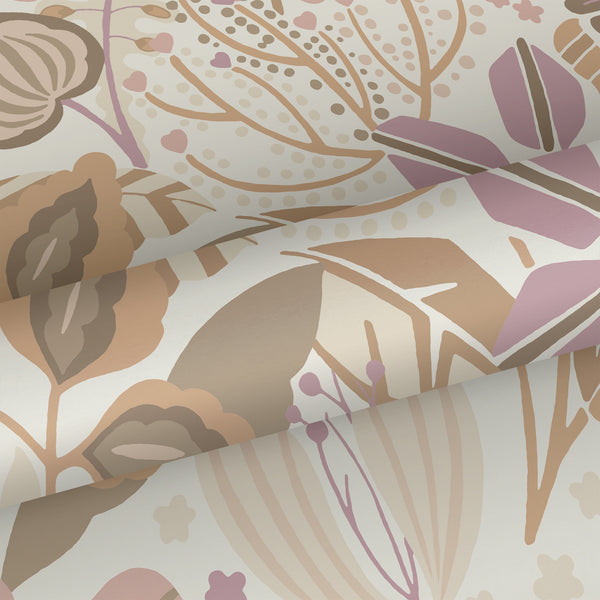 Vtwonen ESTAhome Behang Bloemmotief Beige En Lila Paars - 0.53 X 10.05 M - 139675