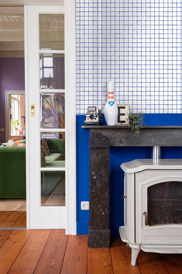 Vtwonen ESTAhome Behang Geblokt Motief Blauw En Wit - 50 X 900 Cm - 131274