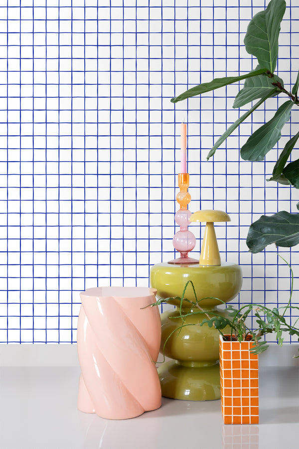 Vtwonen ESTAhome Behang Geblokt Motief Blauw En Wit - 50 X 900 Cm - 131274