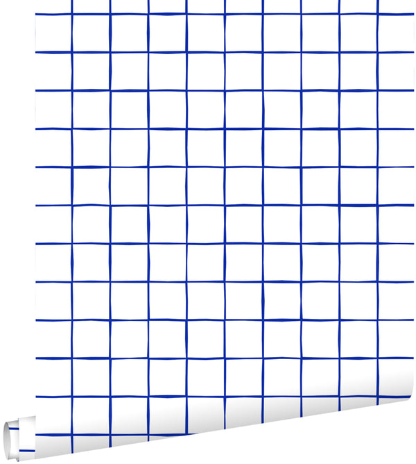 vtwonen ESTAhome behang geblokt motief blauw en wit - 50 x 900 cm - 131274