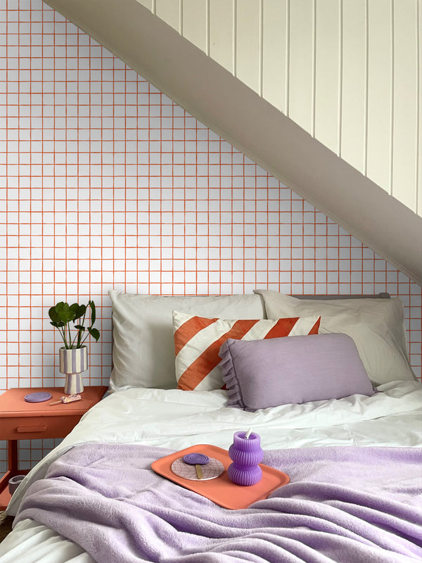 Vtwonen ESTAhome Behang Geblokt Motief Oranje En Wit - 50 X 900 Cm - 131275